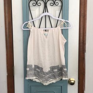 Maurices women's Medium Boho tank cream with adjustable straps and embroidery